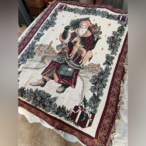 Red and Cream Santa Holiday Throw